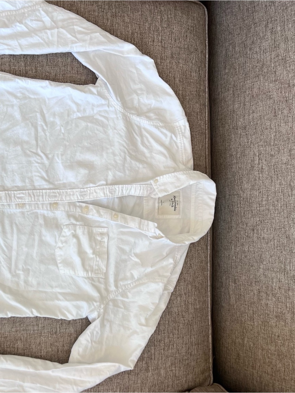 Abercrombie & Fitch White Long-Sleeve Casual Button-Down Shirt